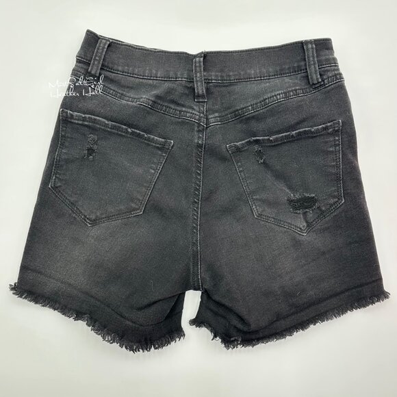 Rewash Black Distressed Button Fly Denim Shorts Size O/24 - Picture 2 of 3